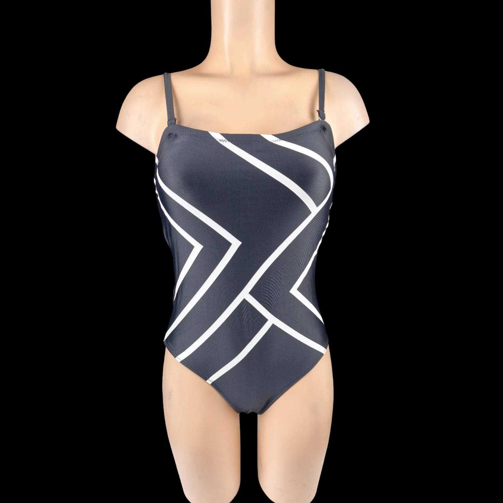 Maillot de Bain 1 pièce noir au look intemporel graphique – Neuf Taille S 36/38